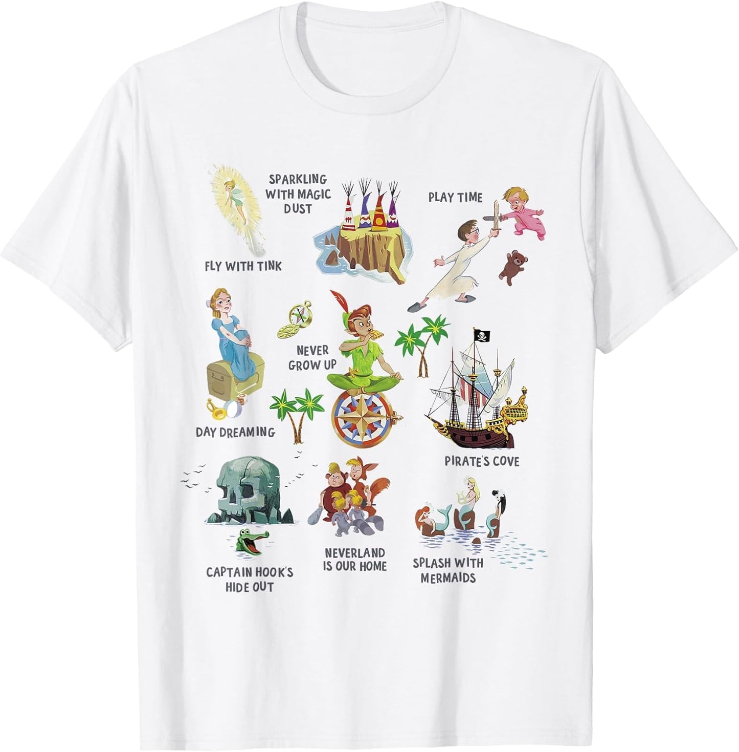 Disney Peter Pan Group Icon Poster , Men, White, 4X-Large