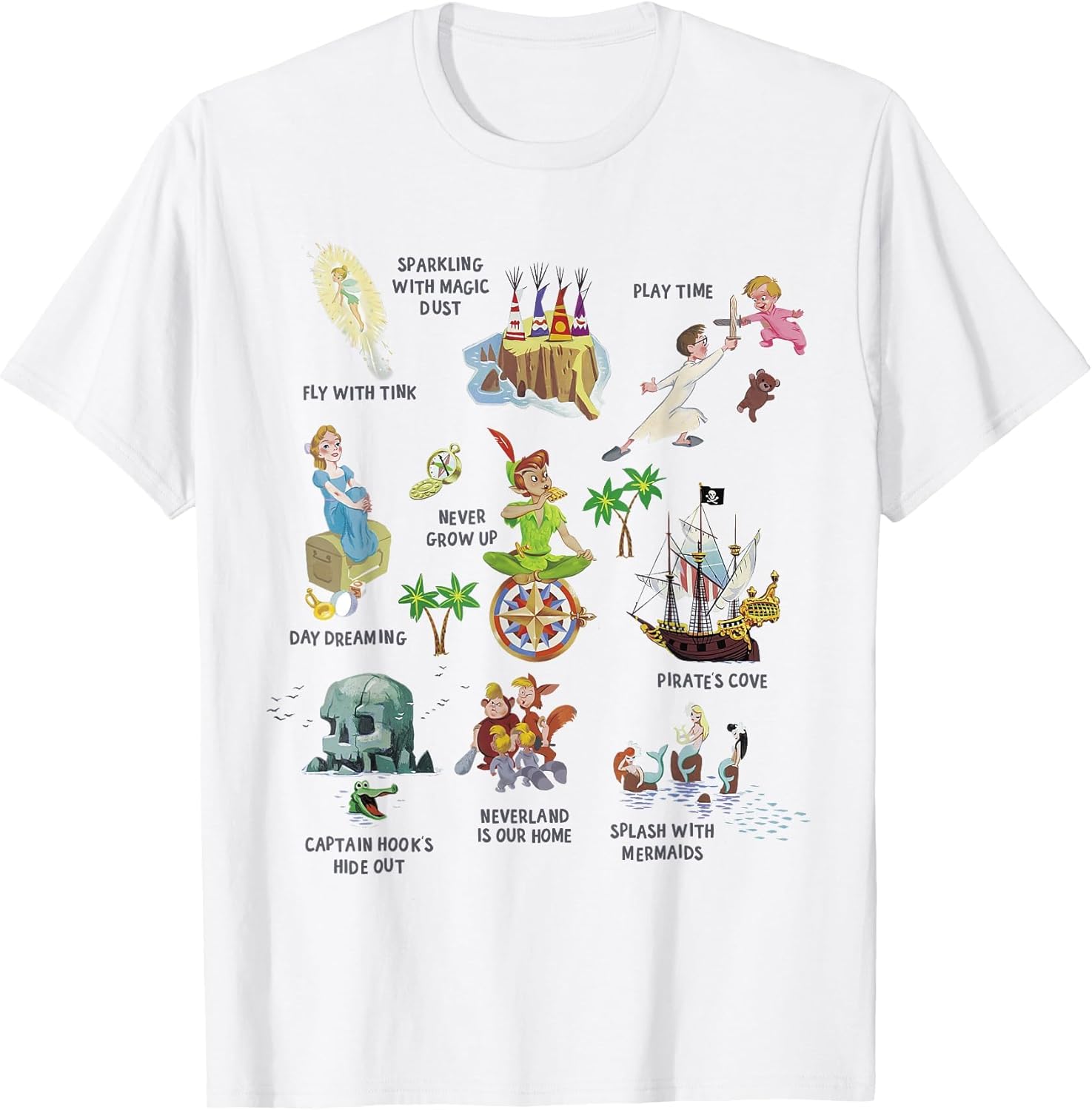 Disney Peter Pan Group Icon Poster , Men, White, 4X-Large