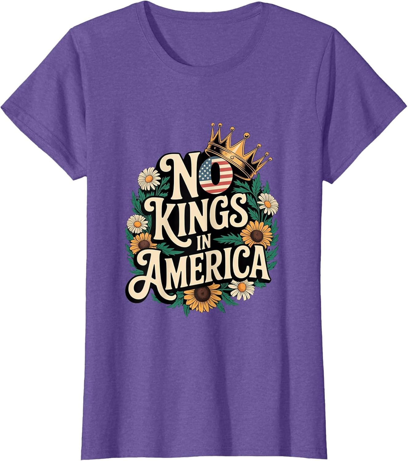No Kings in America Floral Retro Democracy