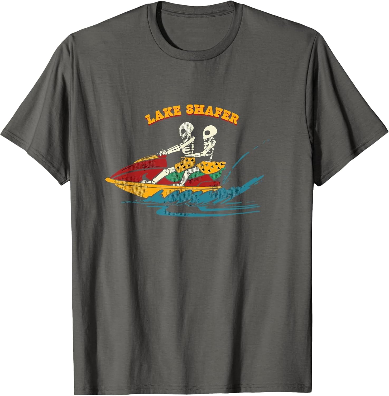 Lake Shafer Indiana Funny Skeleton Jet Ski Retro
