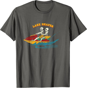 Lake Shafer Indiana Funny Skeleton Jet Ski Retro