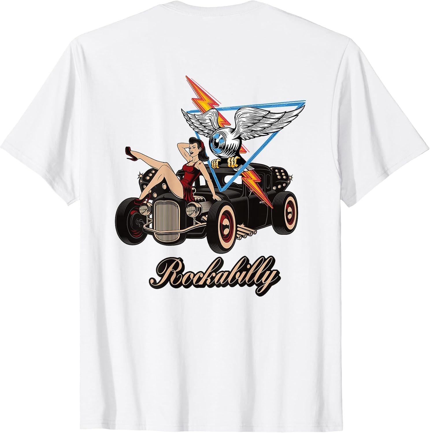 Rockabilly Rat Rod Sexy Pin Up on Hot Rod Flying Eyeball