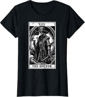 Tarot Card Plague Medical Doctor Magic Occult White on Black