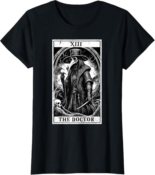 Tarot Card Plague Medical Doctor Magic Occult White on Black