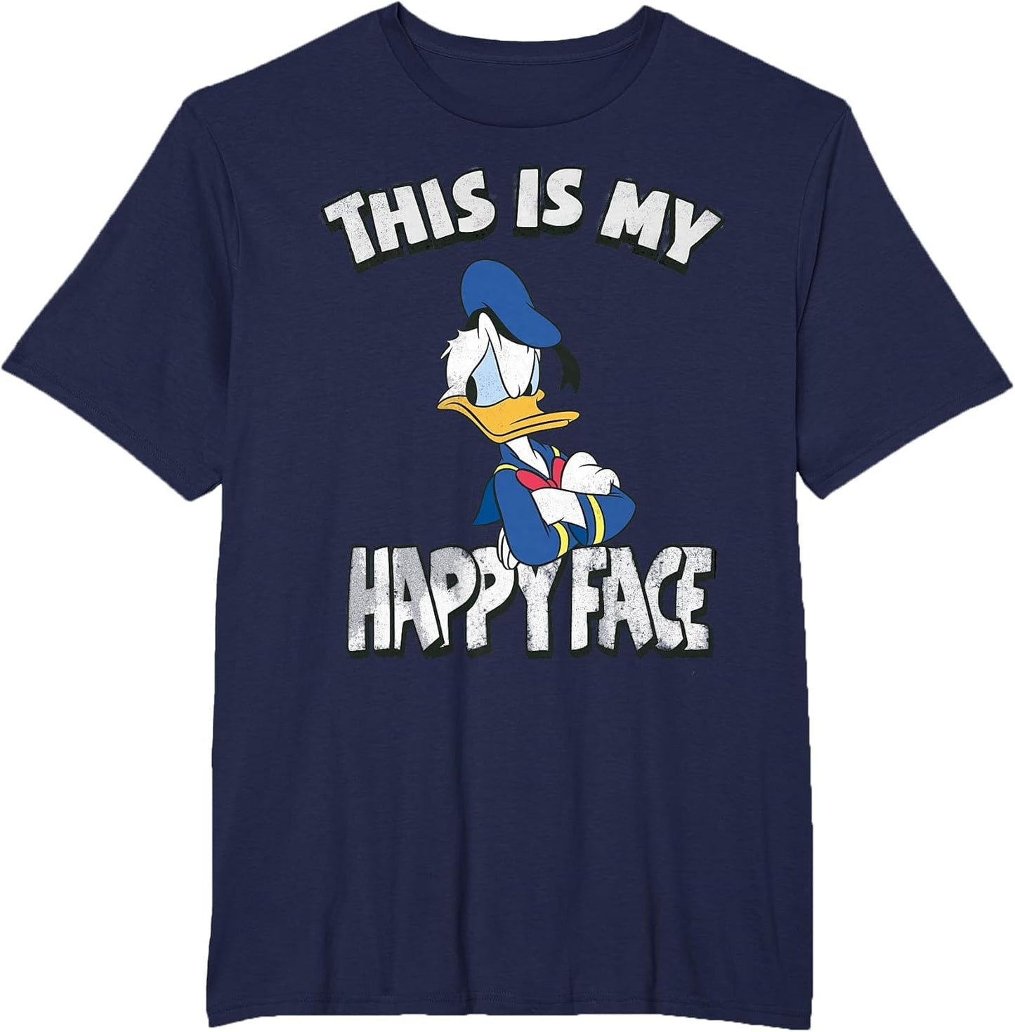 Disney Mickey and Friends Donald Duck Happy Face , Men's Big and Tall, Navy Blue, 2X Tall