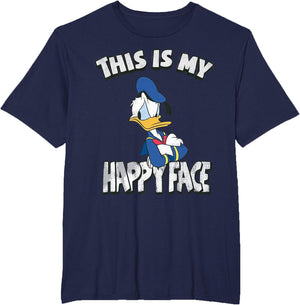 Disney Mickey and Friends Donald Duck Happy Face , Men's Big and Tall, Navy Blue, 2X Tall