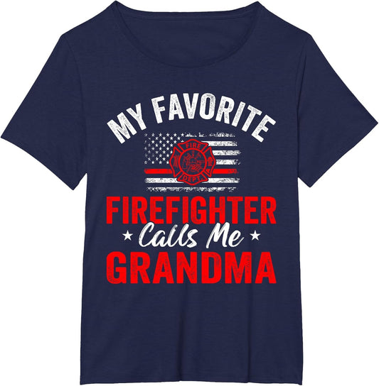 My Favorite Firefighter Calls Me Grandma American Flag