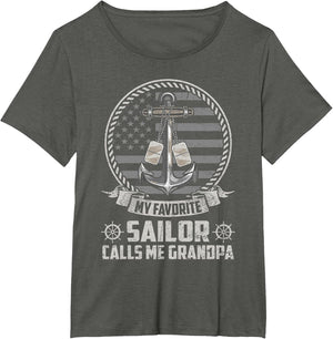 My Favorite Sailor Calls Me Grandpa Flag US Veteran Military