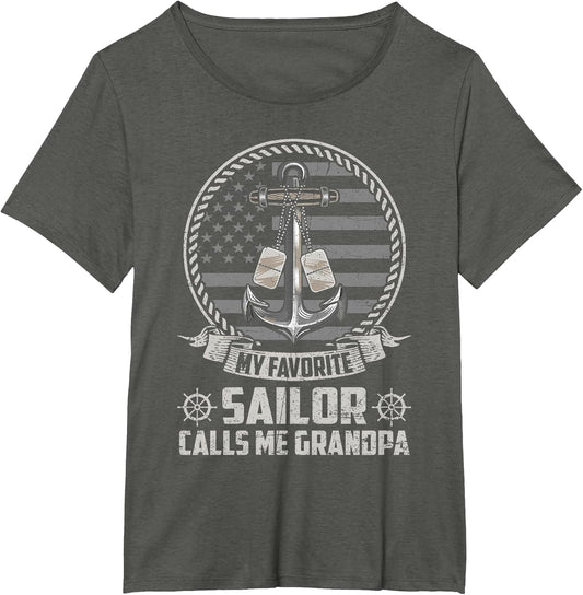 My Favorite Sailor Calls Me Grandpa Flag US Veteran Military
