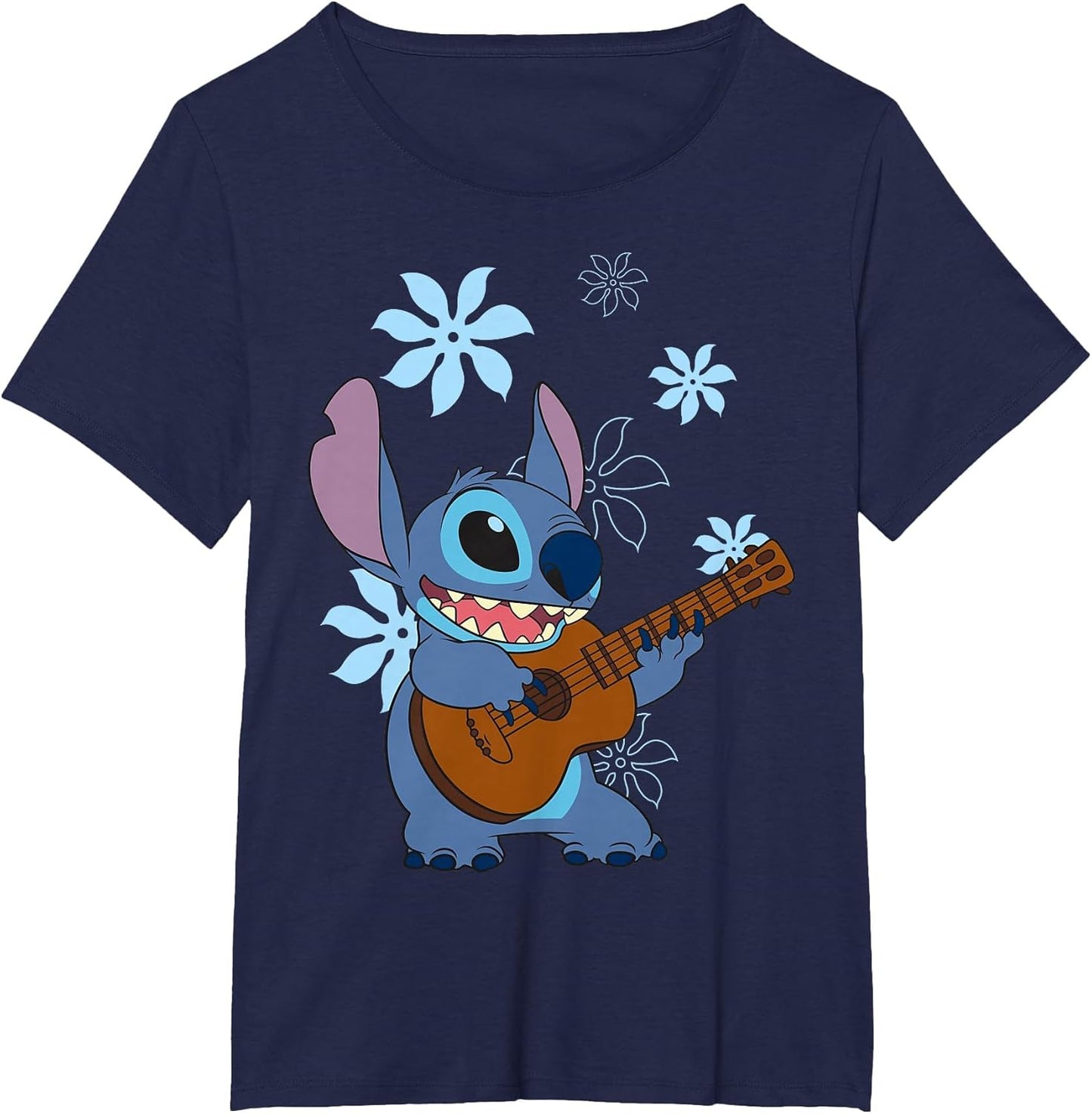 Disney Lilo & Stitch Tropical Stich Ukulele , Women's Plus, Navy Blue, 5X