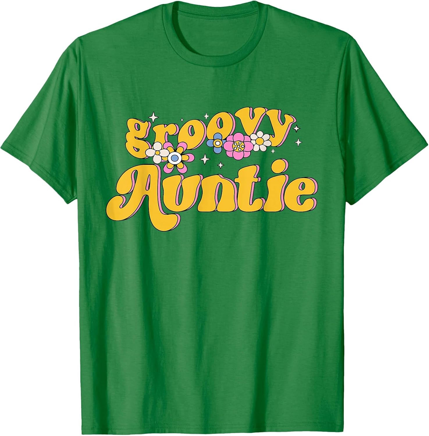 Groovy Auntie Retro Colorful Flowers Design Auntie