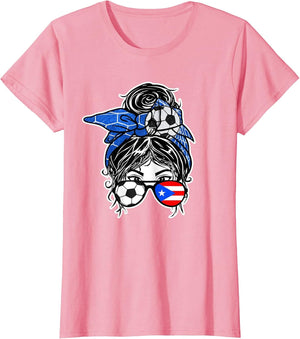 Messy Bun Hair Puerto Rican Soccer Girl Puerto Rico Jersey
