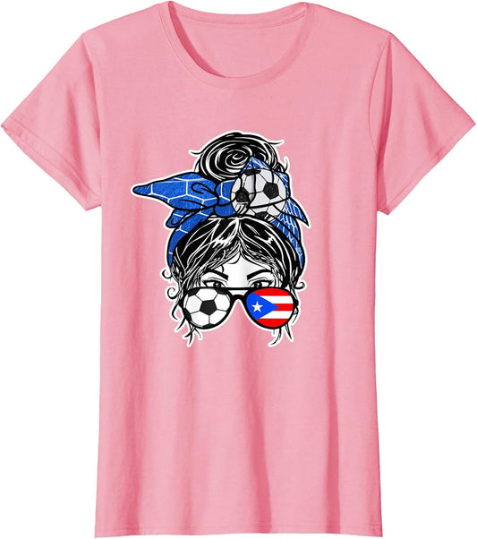 Messy Bun Hair Puerto Rican Soccer Girl Puerto Rico Jersey