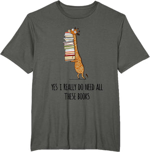 Giraffe Holding A Stack of Books Yes I Really Do Need All