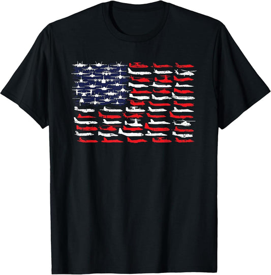 Military Aviation American Flag Aircraft Distressed Design