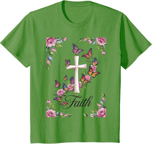 Faith Cross Butterflies Floral Religious Christ Flowers