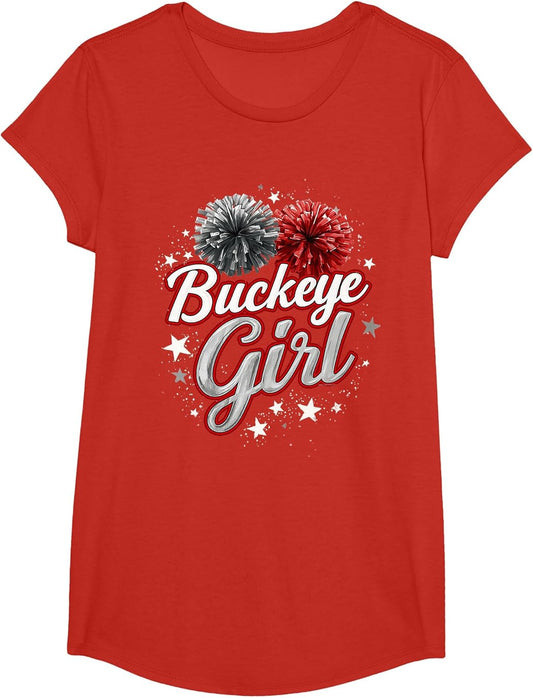 Buckeye Girl Pom-Poms Vintage Sports Ohio Home State