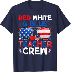 4th of July Red White & Teacher Crew American Flag