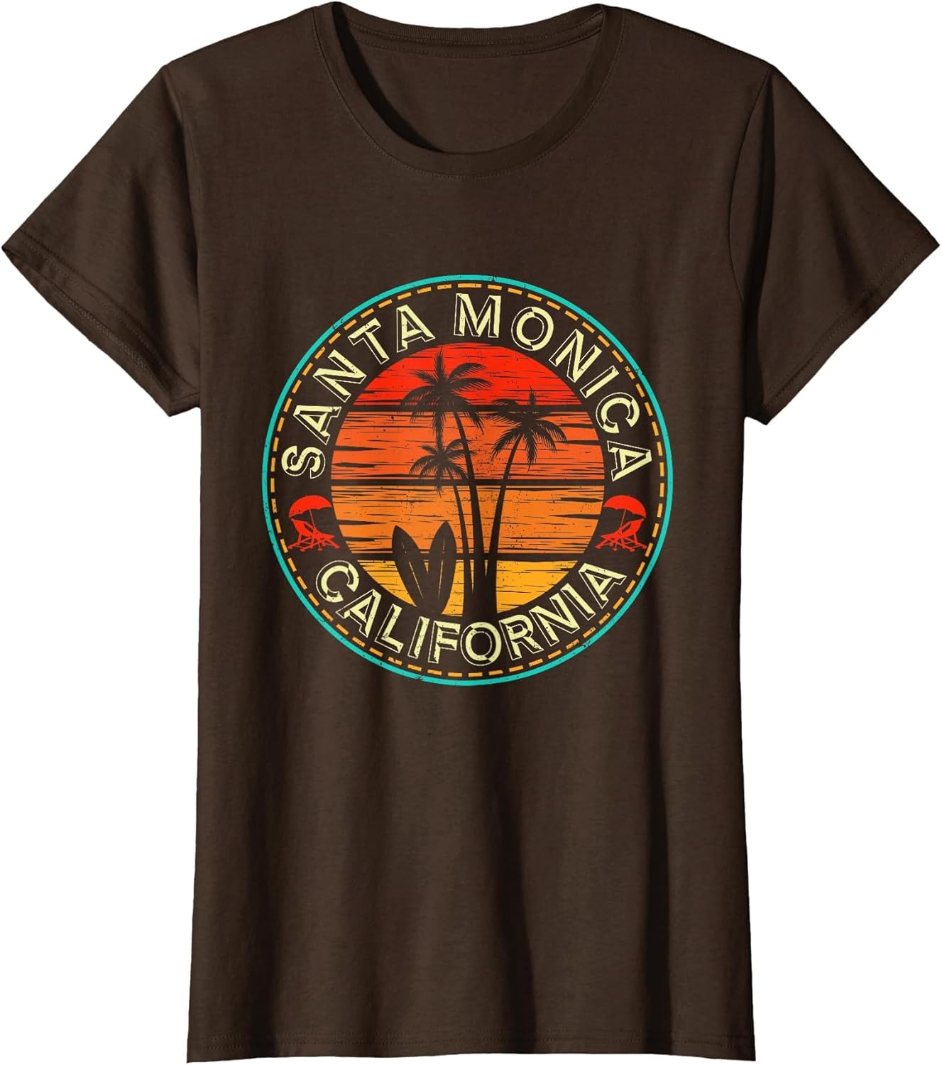 California Sunset Surf Surfing Santa Monica Beach Palm Trees