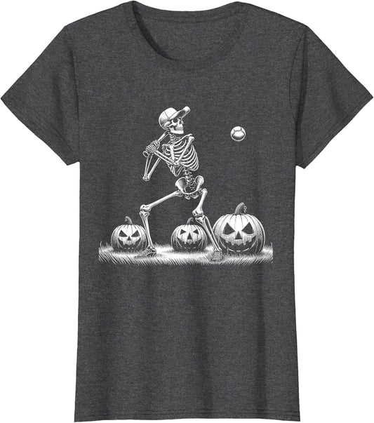 Funny Skeleton Baseball Player Halloween Kids