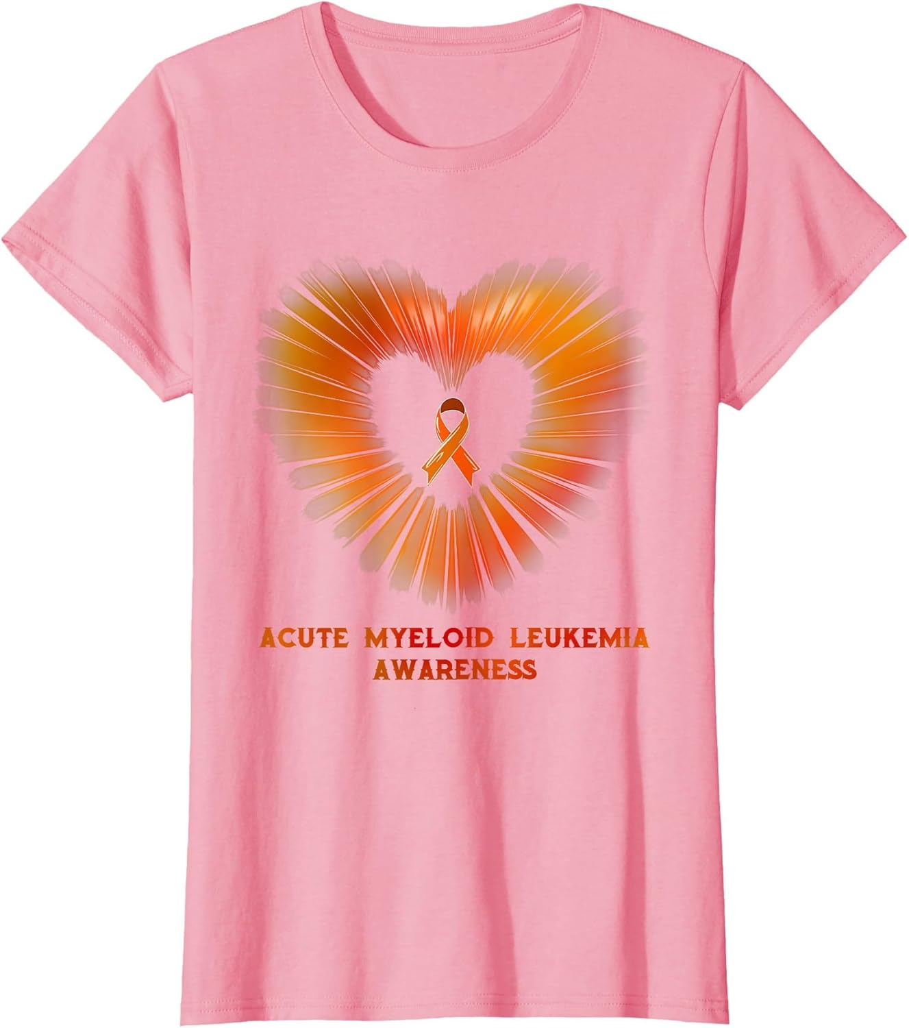 Acute Myeloid Leukemia Awareness Heart Orange Ribbon Warrior