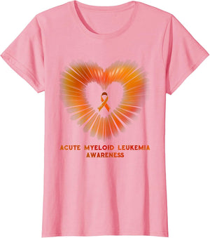 Acute Myeloid Leukemia Awareness Heart Orange Ribbon Warrior