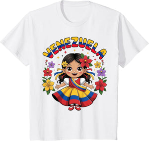 Cute Venezuela Girl Traditional Dress Colorful Art Kids