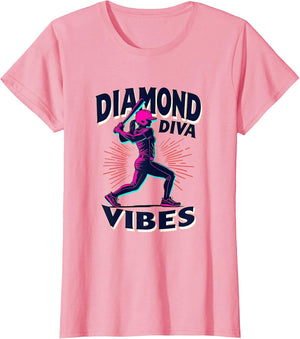 Diamond Diva Vibes Softball Women Design