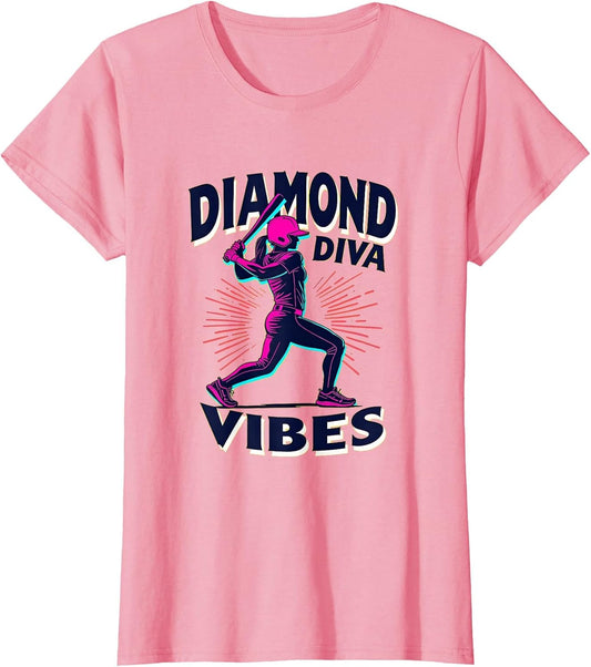 Diamond Diva Vibes Softball Women Design