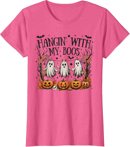 Retro Hanging with My Boos Spooky Halloween Ghost Women Kids