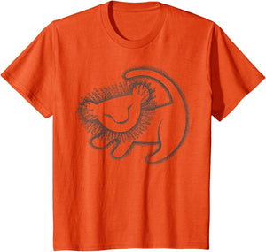 Disney The Lion King Simple Line Art Simba Cave Painting , Youth, Orange, Small