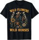 Retro Southern Sunset Wild Cowgirl Flowers - Wild Horses