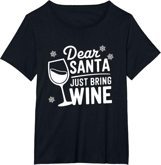 Dear Santa Just Bring Wine Christmas Funny Wine Glass