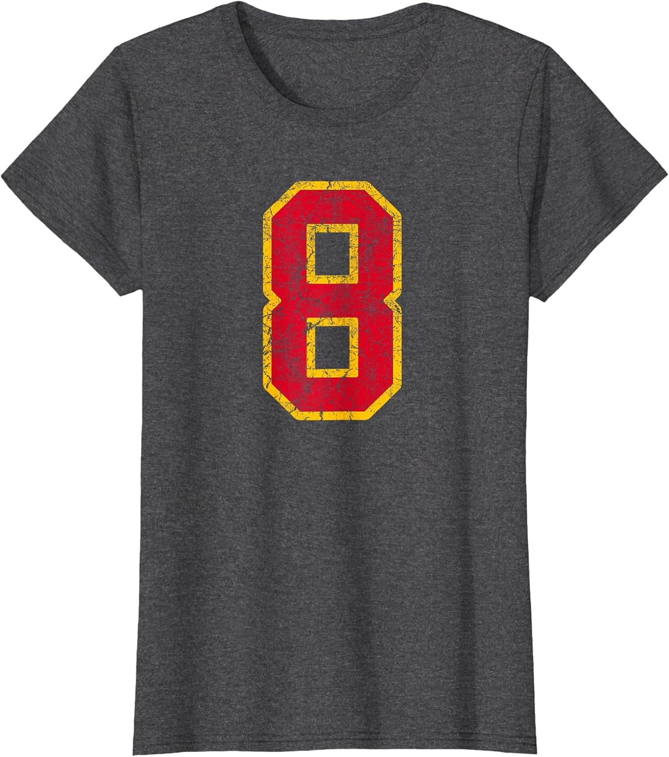 Bright Red Gold Number 8 Jersey Player Uniform #8 Grunge