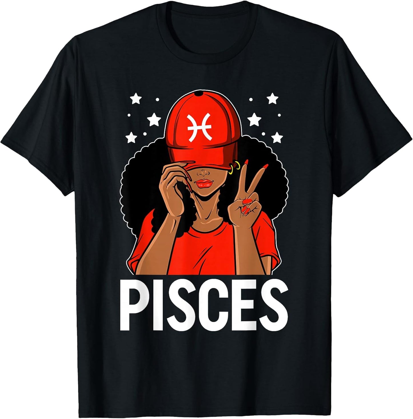 Pisces Girl Black Woman Red Cap Zodiac Birthday Queen