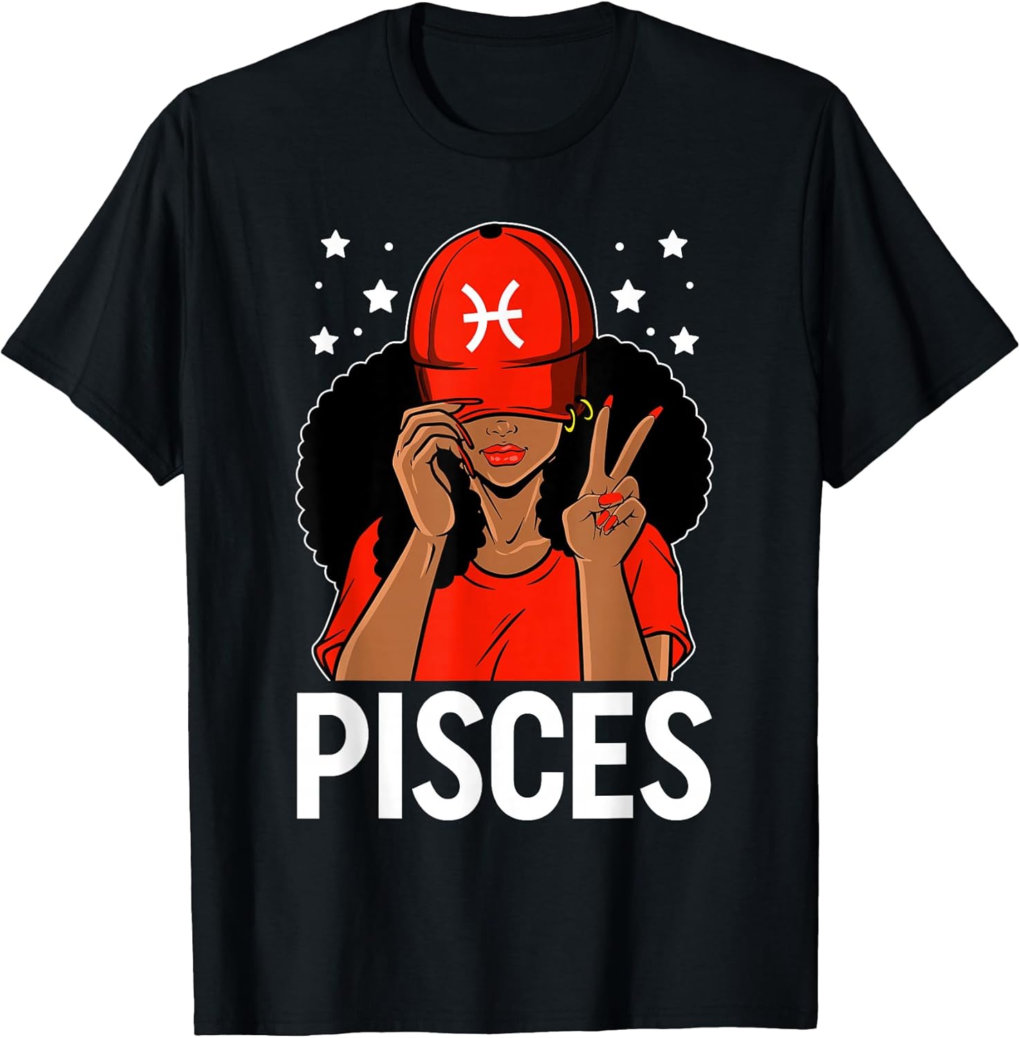 Pisces Girl Black Woman Red Cap Zodiac Birthday Queen