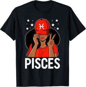 Pisces Girl Black Woman Red Cap Zodiac Birthday Queen