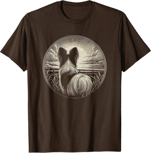 Vintage Papillon Dog Nature Scene Graphic Art Design