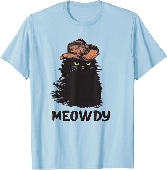 Meowdy Black cat Shirts , Meow and Howdy Meow Cat