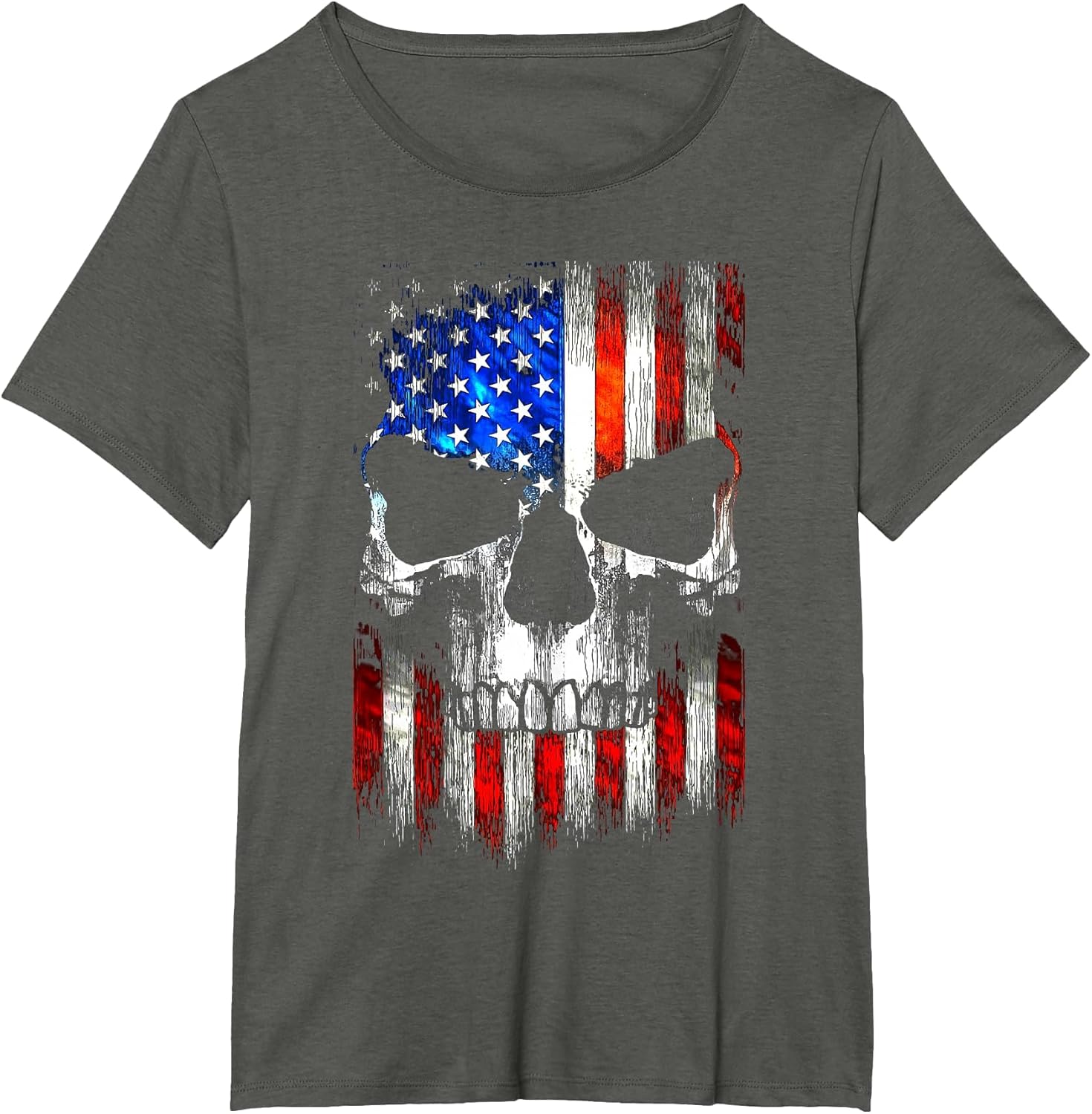 4th of July Shirt Men American Flag Skull Skeleton