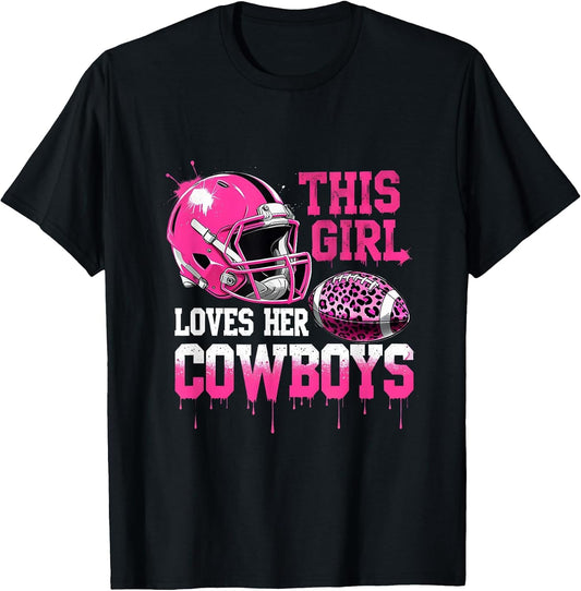 This Girl Loves Her Cowboys Football Leopard Pink Helmet