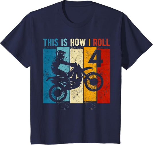 Kids 4 Year Old Birthday Boy Motocross 4th Birthday Dirt Bike