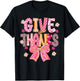 Give Thanks Thanksgiving Autumn Fall Women Pink Coquette Bow