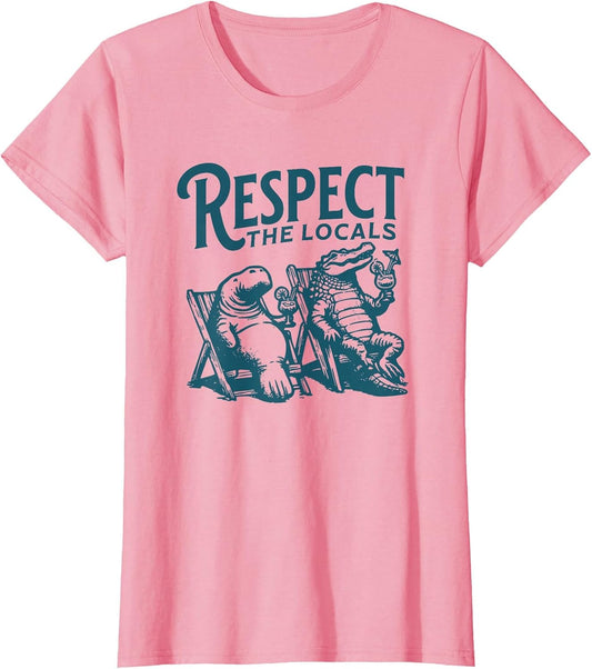 Respect The Locals Florida Travel Funny Manatee Crocodile