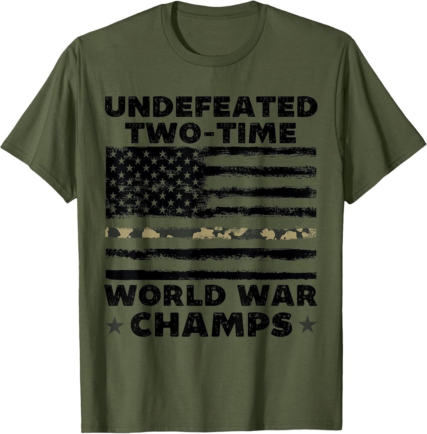 Undefeated World War Champs 4th of July American Army Flag