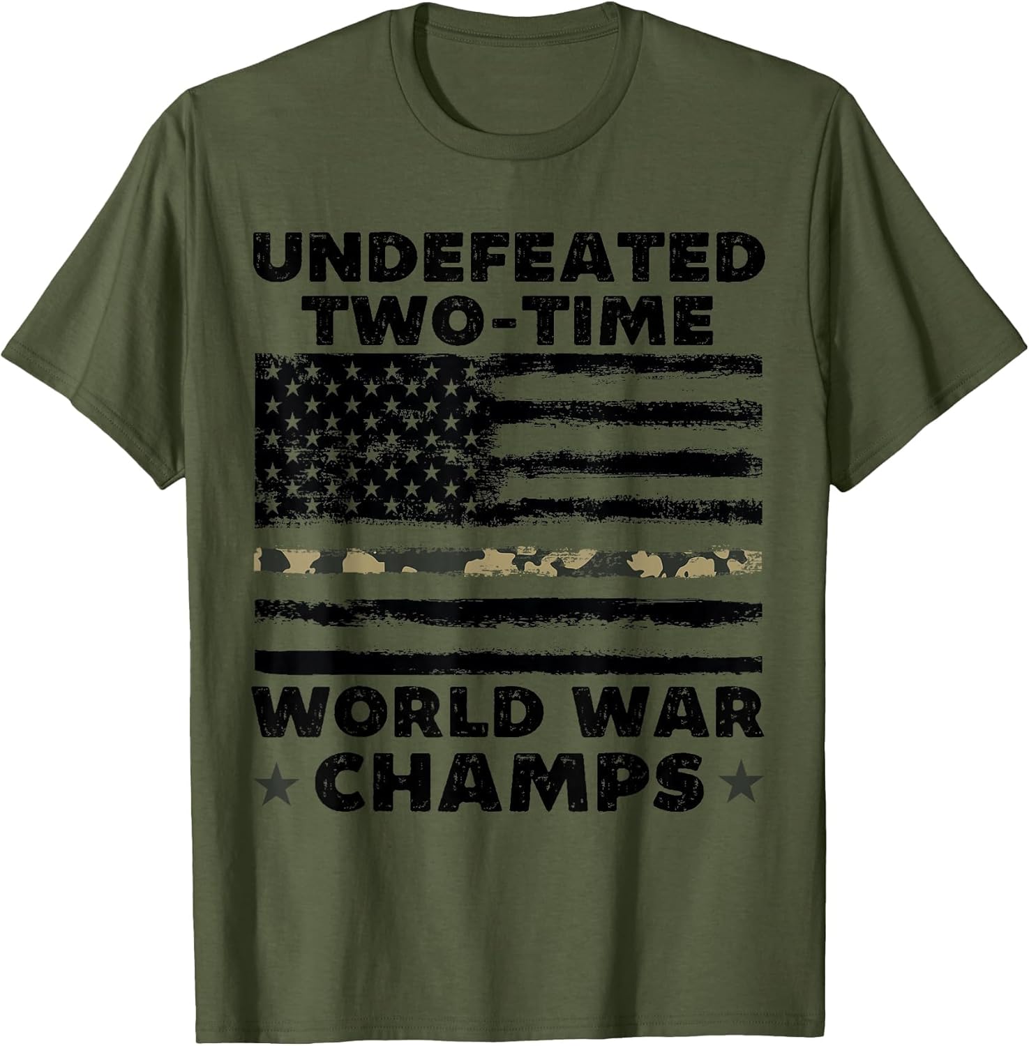 Undefeated World War Champs 4th of July American Army Flag