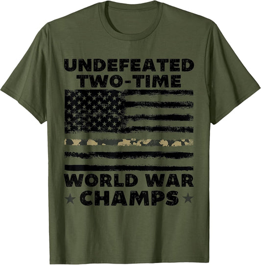 Undefeated World War Champs 4th of July American Army Flag