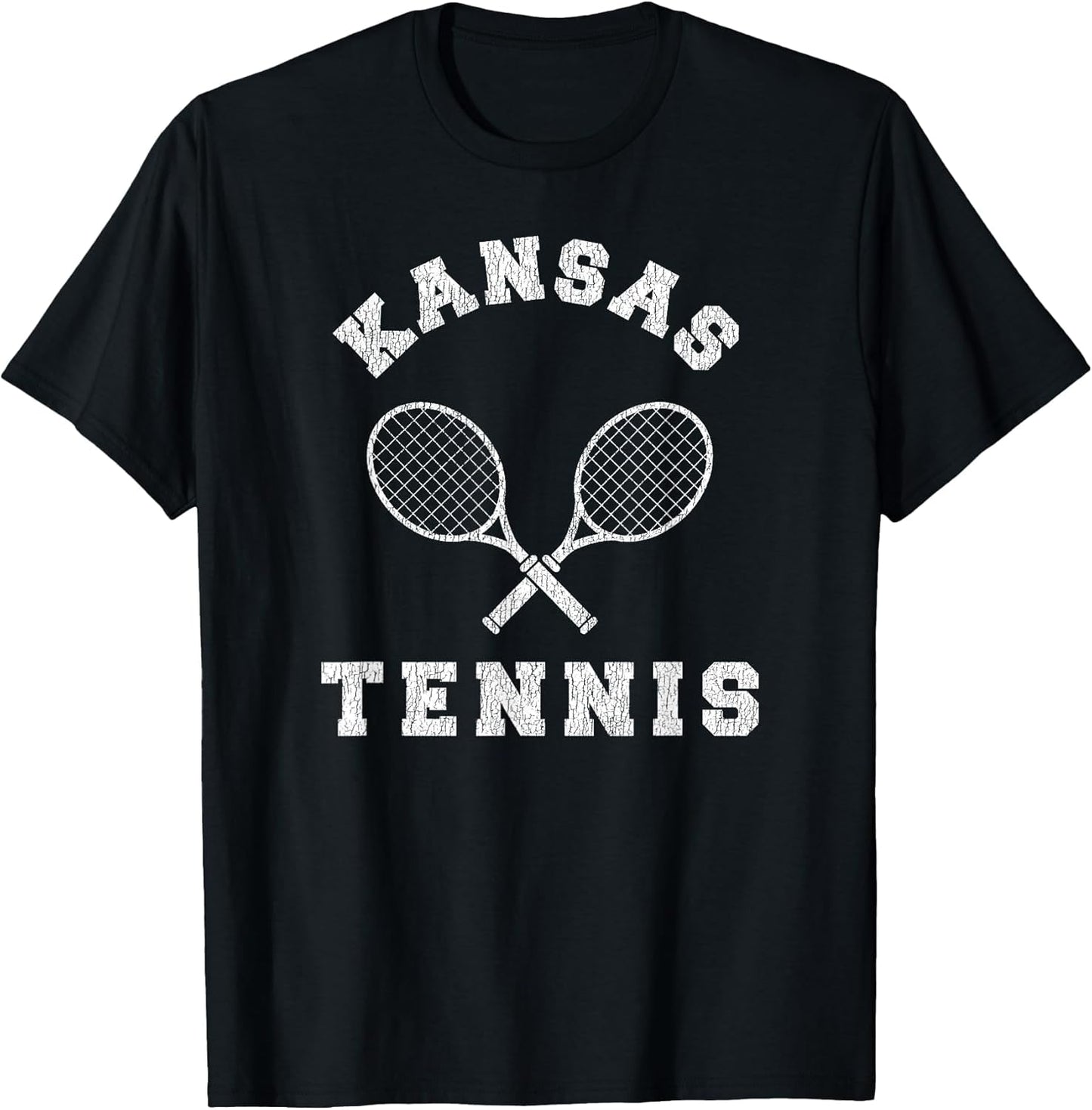 Kansas Vintage Tennis Team Distressed Retro 90s Vibe Racket