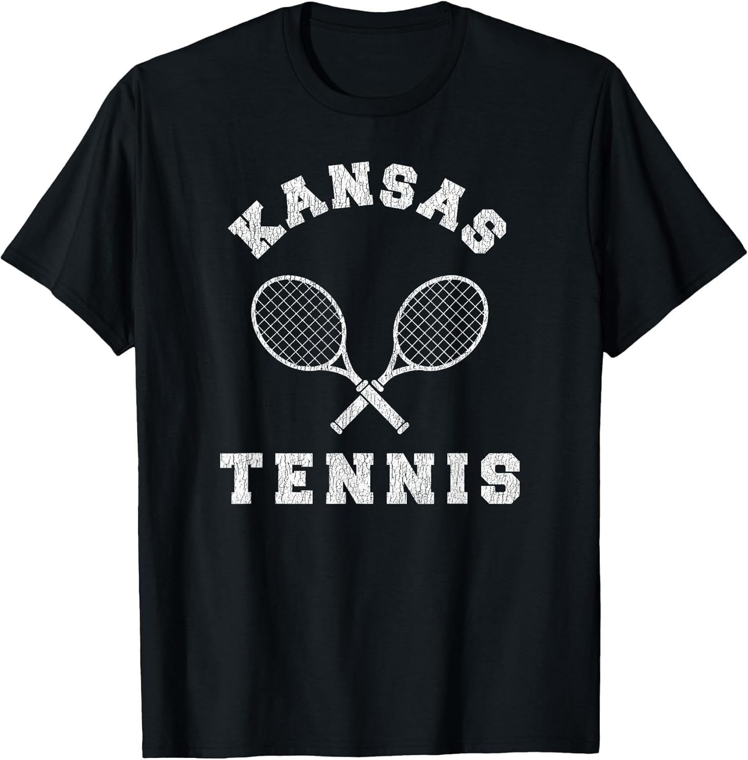 Kansas Vintage Tennis Team Distressed Retro 90s Vibe Racket