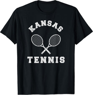 Kansas Vintage Tennis Team Distressed Retro 90s Vibe Racket
